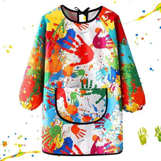 Tablier De Peinture Enfant Imperméable 3-8 Ans - Avec Poche Et Attache Réglable - Motifs Animaux Mignons