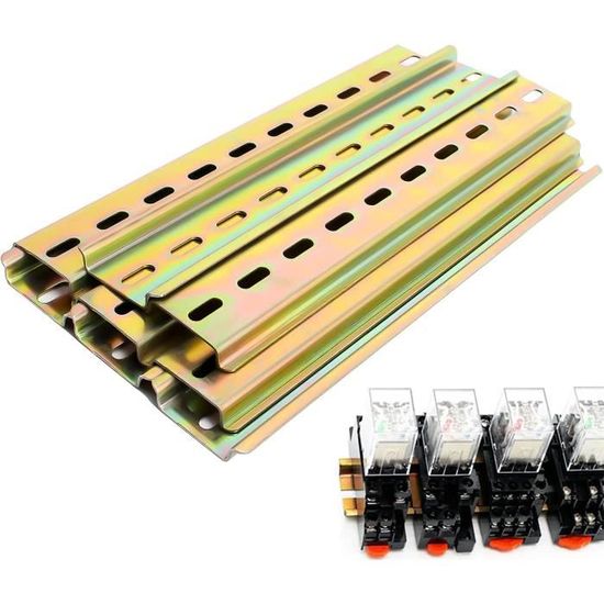 8 Rails DIN Acier 290mm Or - Support Équipements Électriques Disjoncteurs