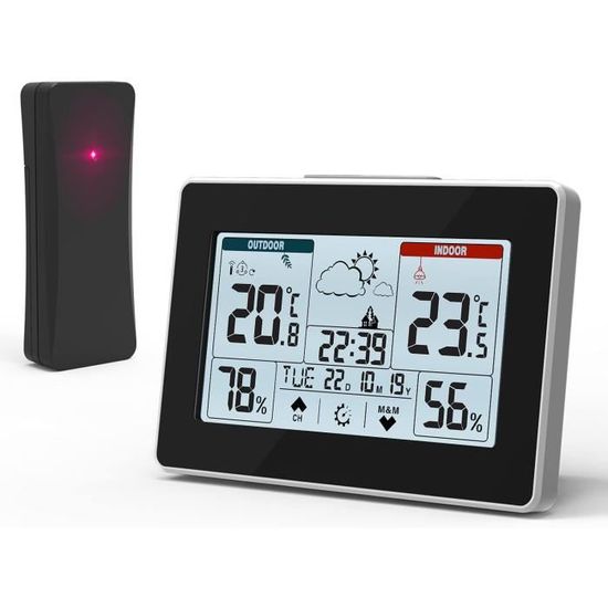 Station Météo BRESSER 7007402 Écran Tactile Avec Thermo-hygromètre Sans Fil Et Recommandation Aération