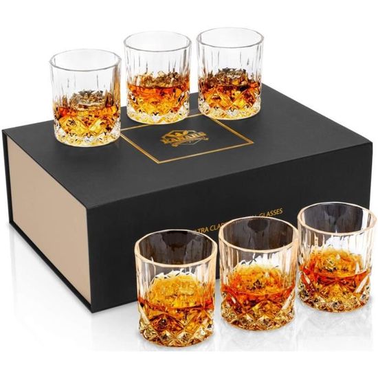 KANARS 6 Pièces Verres à Whisky, 300ml Verre a Whiskey en Cristal, Belle Boîte Cadeau