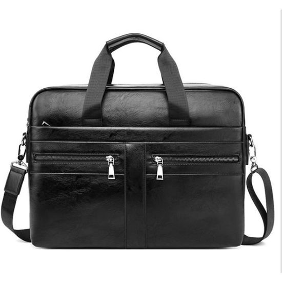 Sac David Jones Noir Sac Porte-Documents David Jones - Cartable Cuir PU Rigide Homme - Professionnel Multi-Poches Pour Ordinateur 13 - Noir Élégant Sac Messager Business