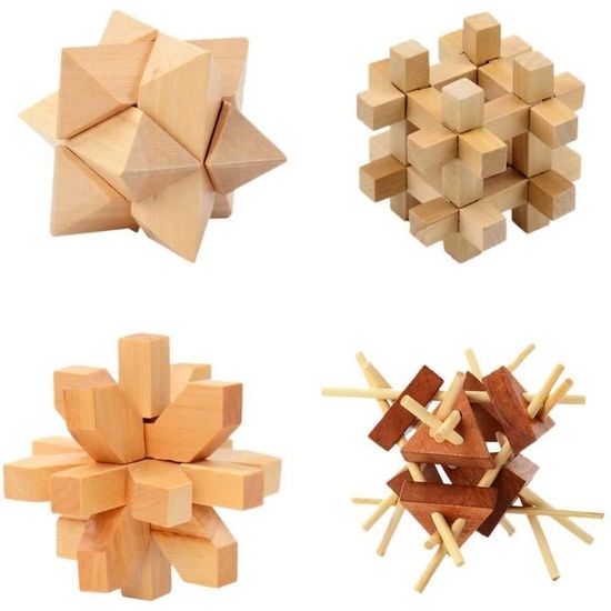 Puzzles logiques de casse-tête en bois pour les enfants adultes, jeux de  puzzle imbriqués pour le test de QI, jouets de puzzle à déverrouillage  chinois