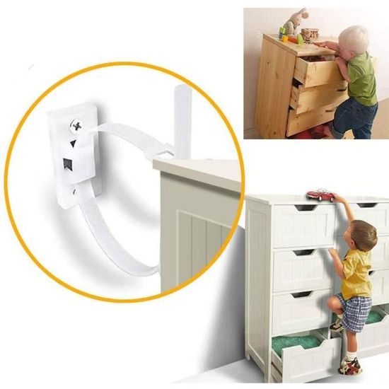 Kit De 6 Sangles Anti-basculement Meubles - Acier Inoxydable 304 - Sécurité Enfant Et Animaux