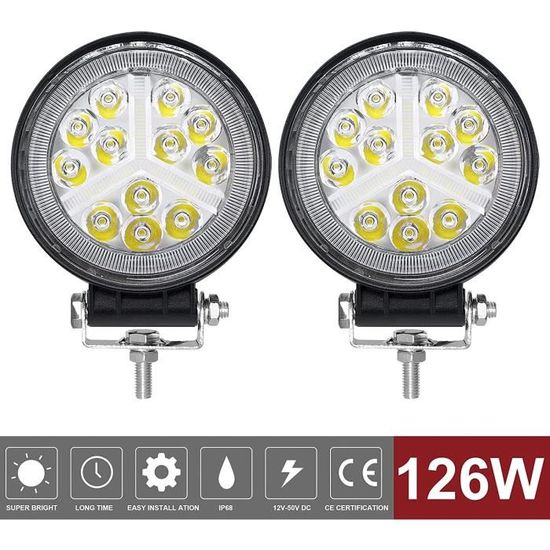 ETUKER 1x Phare De Travail LED 12V 24V 9leds 27W Projecteur Longue