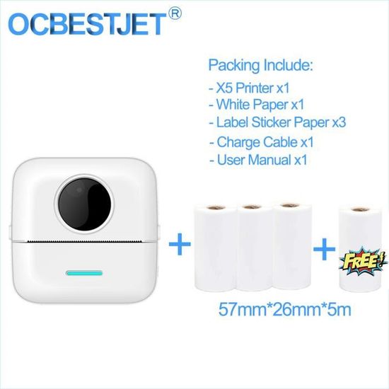 Victop Mini Imprimante De Poche Bluetooth Sans Fil Avec Papier