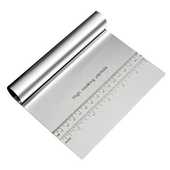 Coupe Pâte Professionnel - Lame Acier Inox 20cm - Manche Bois - Pour Pizza/Pâtisserie