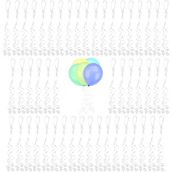 100 Fermoirs Ballons Avec Ruban 1.2m - Attaches Rapides Pour Ballons Hélium - Noël, Anniversaire, Mariage