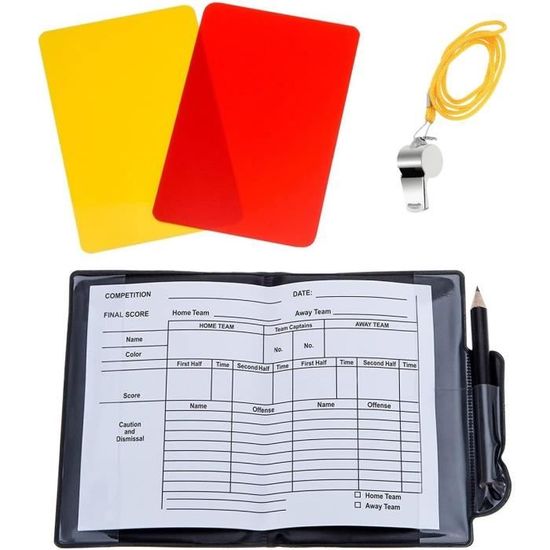 Kit Arbitre Football Avec Cartons Rouge/jaune Et Sifflet - Carte Portefeuille, Crayon, Accessoires