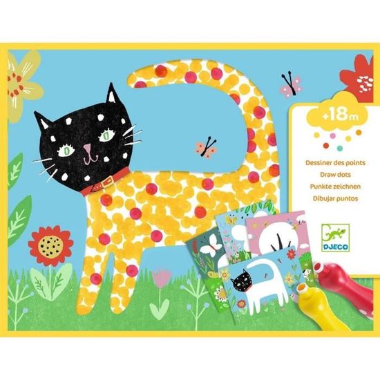 Coffret créatif - Djeco - Dessiner des points à petits points - Pour enfant de 18 mois et plus - Multicolore