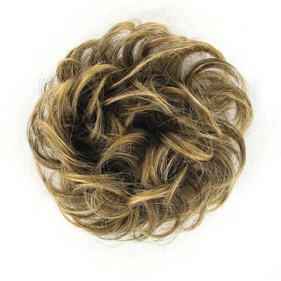 Chignon Postiche Chouchou - Cheveux Châtain Méché Doré, Synthétique, Taille Moyenne