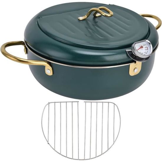 Friteuse Acier Inoxydable 2L Avec Thermomètre - Pour Gaz, Induction, électrique - Style Japonais, Vidange D'huile - 10