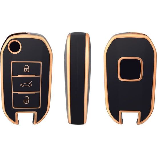 Coque De Clé En Silicone Pour Télécommande Peugeot Citroën - Protection Anti-choc Pour Modèles C1, C3, 307, 308 (Noir)
