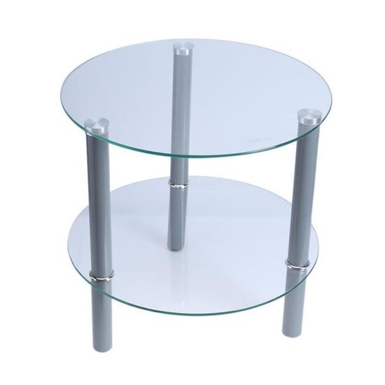 Table basse Double verre trempé - Transparent - Circulaire