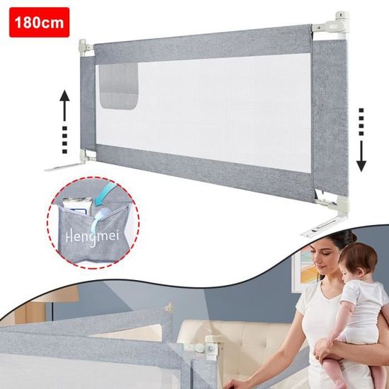ALAVYA HOME - Barrière De Lit En Bois Hêtre 92x37x32 Cm - Protection Anti-chute Enfant, Réglable Et Pliable