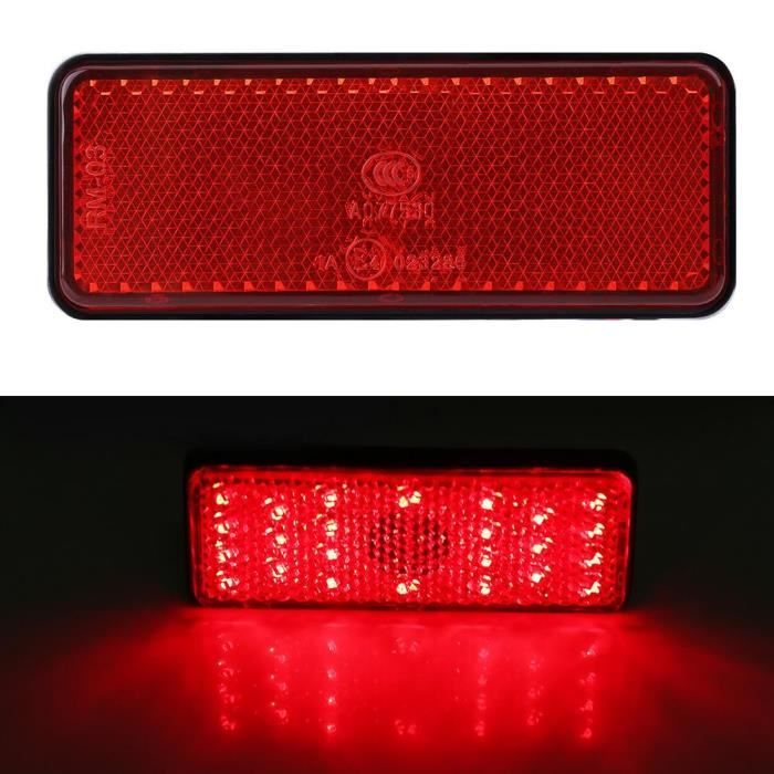 LIA Universel Moto Scooter Cyclomoteur Rectangle LED Réflecteur Feu stop -- Rouge