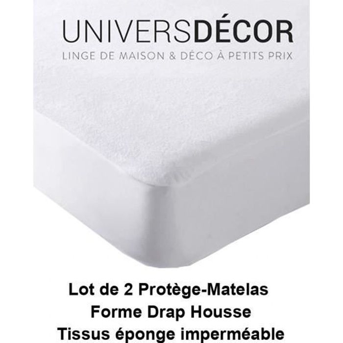 Lot de 2 Protèges matelas imperméable, absorbant et anti-acariens 180 x 200 cm King Size