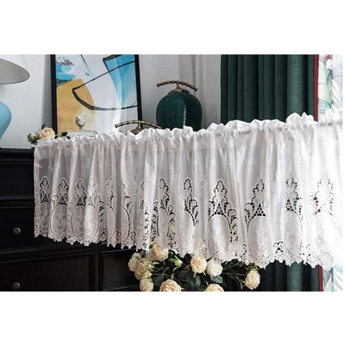 Demi Rideau en Coton,Draperies en Dentelle Creuse,Rideaux Court de Cuisine,Rideau Brise-bise,cantonniegravere de deacutecoration