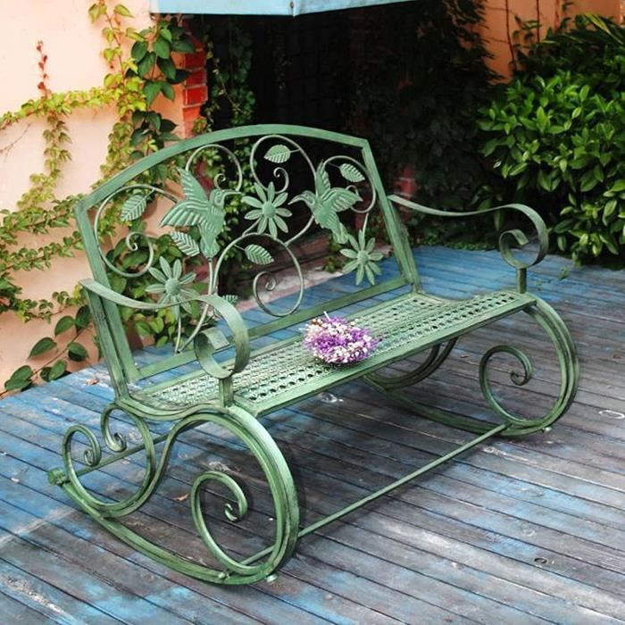 Creative LDF Banc De Jardin, Banc Incurvé en Fer Forgé Américain Rétro Extérieur Double Chais86