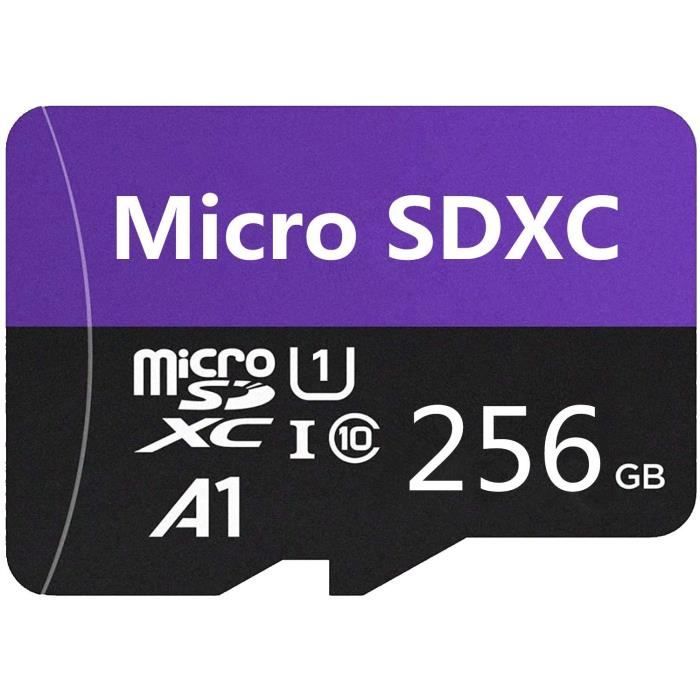 Carte Micro SD 256 Go / 400 Go / 512 Go / 1024 Go Carte mémoire Haute Vitesse de Classe 10 TF Carte Micro SD SDXC avec Adaptateur (2