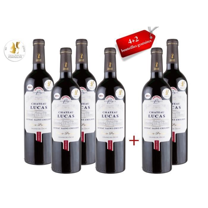 Grand de Lucas Cuvée Prestige - AOC Lussac Saint-Emilion 2015 - Grand Vin Rouge de Bordeaux - Médaille d'Or - 6 bouteilles