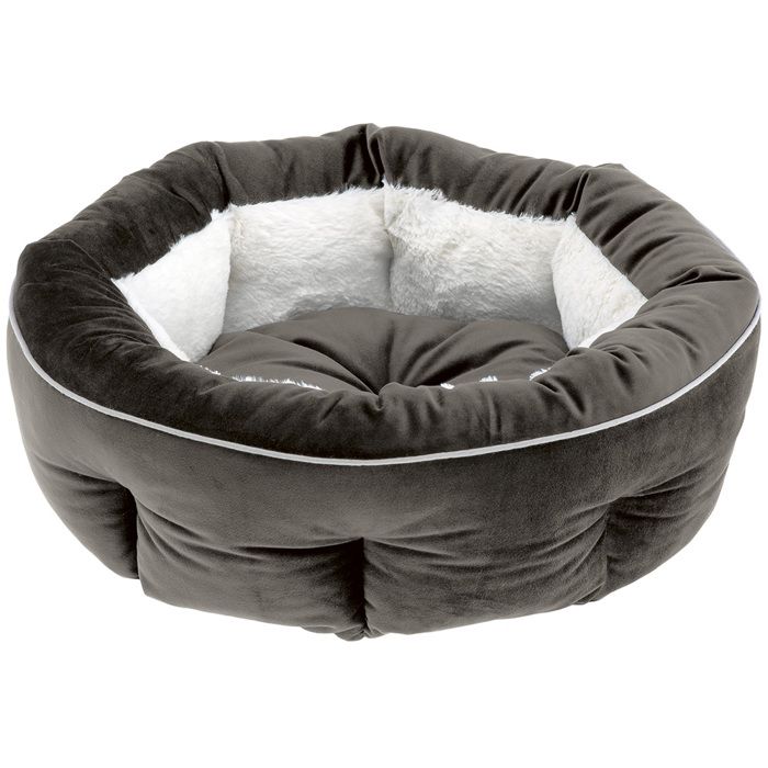 Ferplast couchage arrondi pour chiens et chats MARQUIS 45, lit pour animaux, velours doux, lavable, Ø 45 x 16 cm, gris