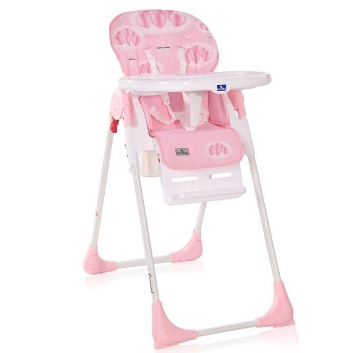 Chaise Haute Réglable évolutive Cryspi  Lorelli rose