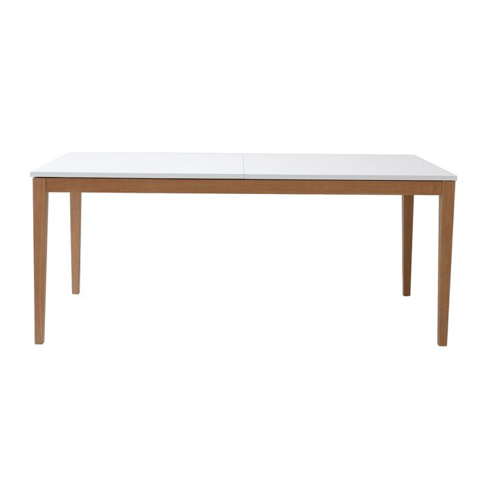 Miliboo - Table à manger design extensible blanche pieds bois L180-260 DELAH