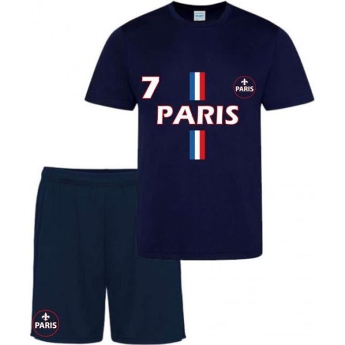 Ensemble de sport short et maillot Paris bleu marine