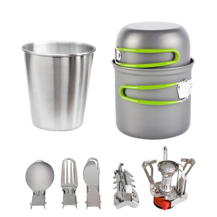 Batterie de cuisine Kit Camping Camping PotCooking Set Alpinisme Vaisselle Kit Ustensiles Backpacking