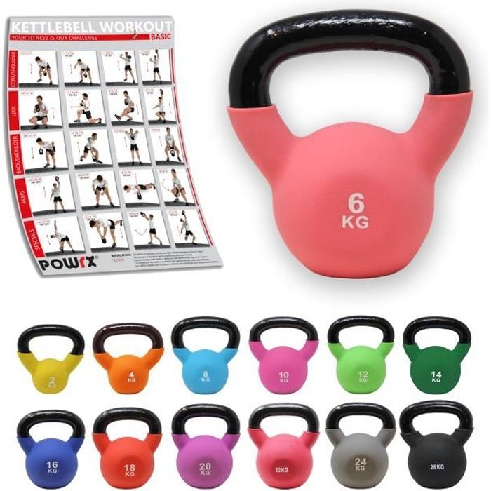 Kettlebell néoprène coloré 2-26 kg Poids: 6 kg (rosa)
