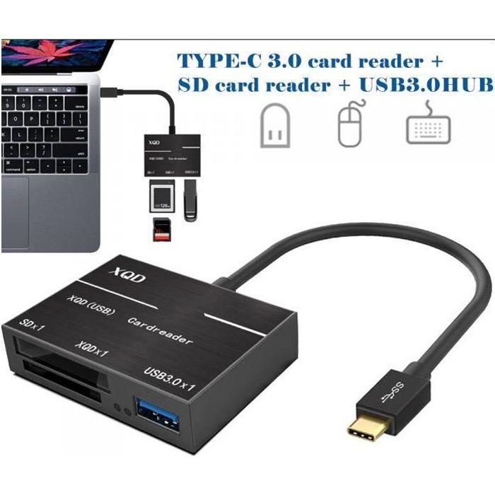 Qumox Adaptateur Lecteur USB 3.0 Type C USB vers SD XQD Cable Camera secteur de carte XXM8