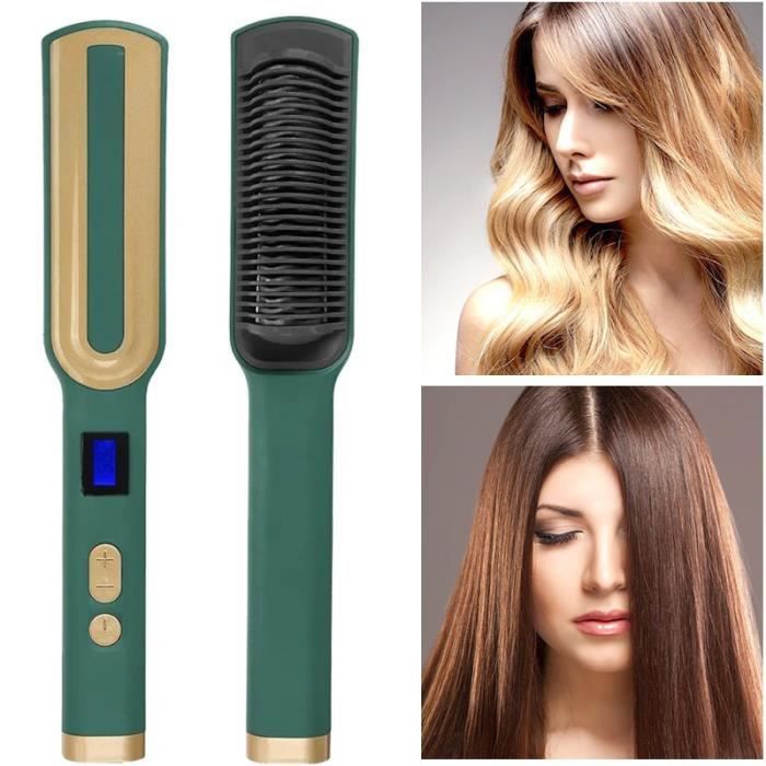 Peigne à lisser les cheveux, fer à friser avec écran LCD, fer à lisser, chauffage rapide Fer à friser thermostatique intelligent
