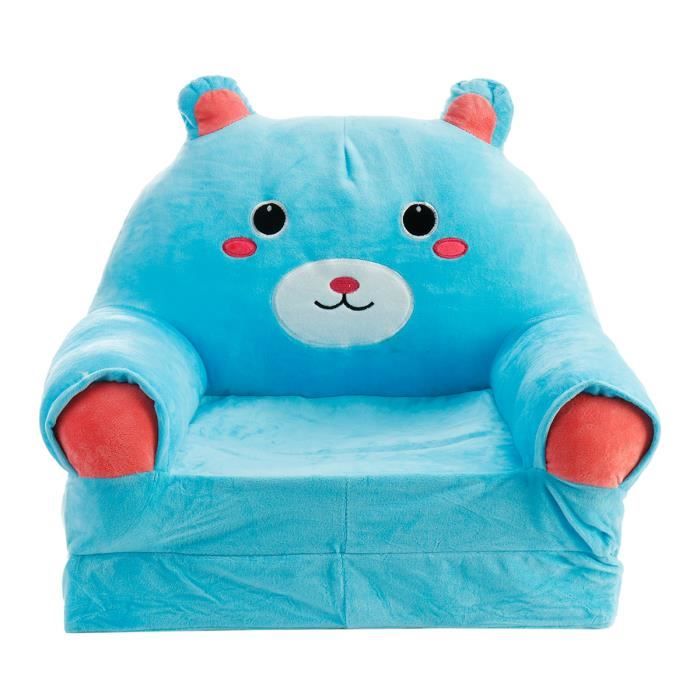 Fauteuil enfant Pliable - Siège Bébé Support Paresseux Peluche Coton Pliable ours bleu