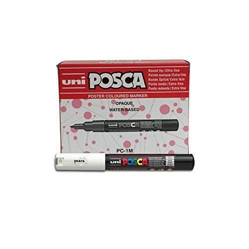 Uni-Ball Posca Marqueur Pointe Extra Fine - Blanc (Lot de 12)