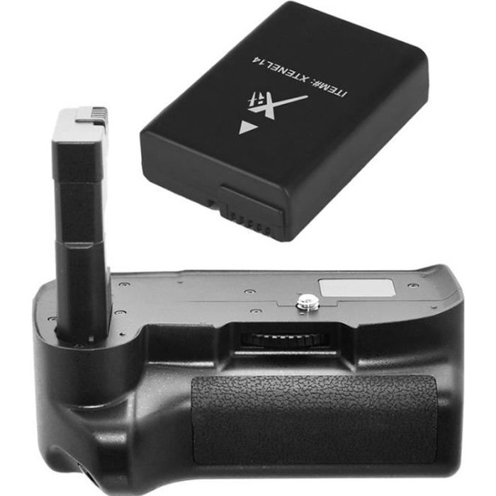 Kit Poignée d'Alimentation Grip + Batterie Li-Ion EN-EL14 Nikon pour Nikon D3100/D3200/D3300 Digital SLR Cameras (Noir)