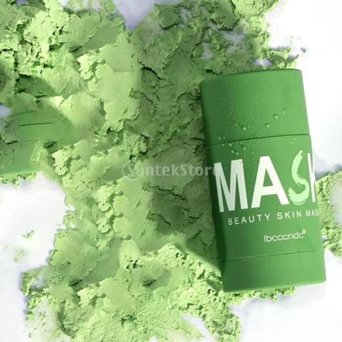 QQ05288-Masque Facial Masque purifiant au Thé Vert pour Contrôler de Huile Anti-acné Aubergine Fine Solide 40g
