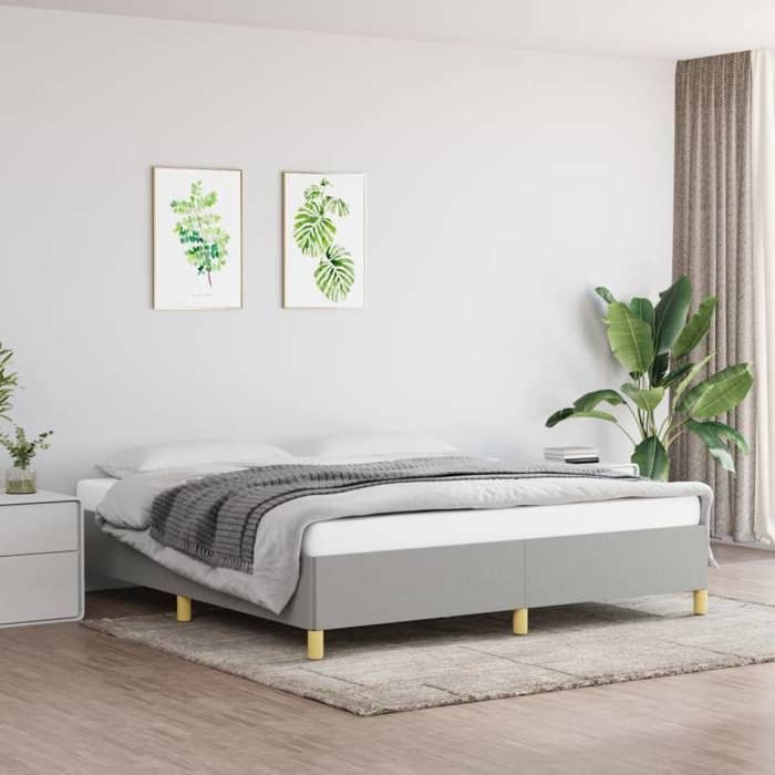 CHIC Lit Double 2 Personnes Sommier à lattes de lit Gris clair 180x200 cm Tissu Design90956