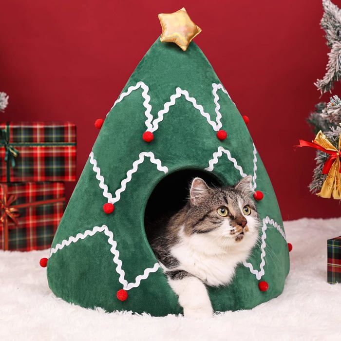 Meilleurs prix pour Lit Pour Chat De Noël Lit Pour Chien De Noël, Pet Sapin De Noël Maison De Chat De Noël Panier Chat Maison De Chat Nid De Chat[M863]