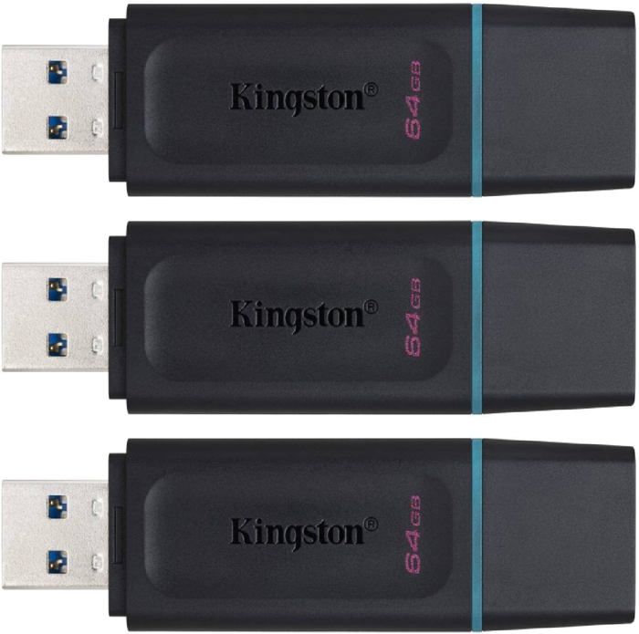 Qumox 3PCS clé USB Kingston 64Go Kingston DataTraveler Exodia DTX/64GB Clé USB 3.2 Gen 1 avec capuchon de protection et anneaux