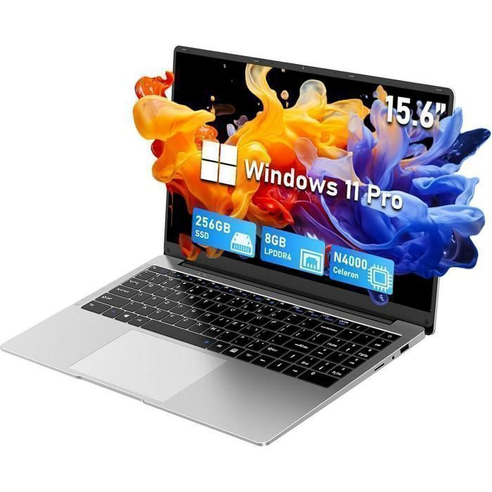 PC Portable – Win 11 Pro – 15.6 FHD – Celeron N4000 – RAM 8Go – Stockage 256Go SSD- Convertible 180° Ordinateur Portable
