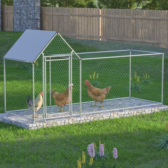 Meilleurs prix pour Enclos Poulailler 3x1x1.5m avec Toit Imperméable, Serrure de Sécurité, Parc Grillagé pour petits animaux, Acier Galvanisé, Anti UV
