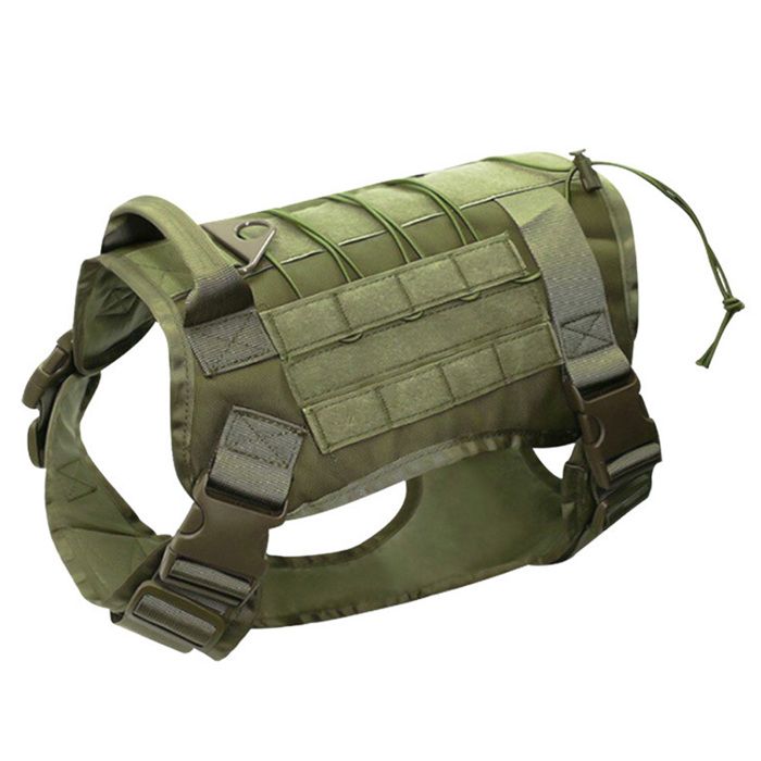 Harnais vert avec poignée harnais tactique pour grands chiens gilet militaire réfléchissant et réglable anti-traction pour