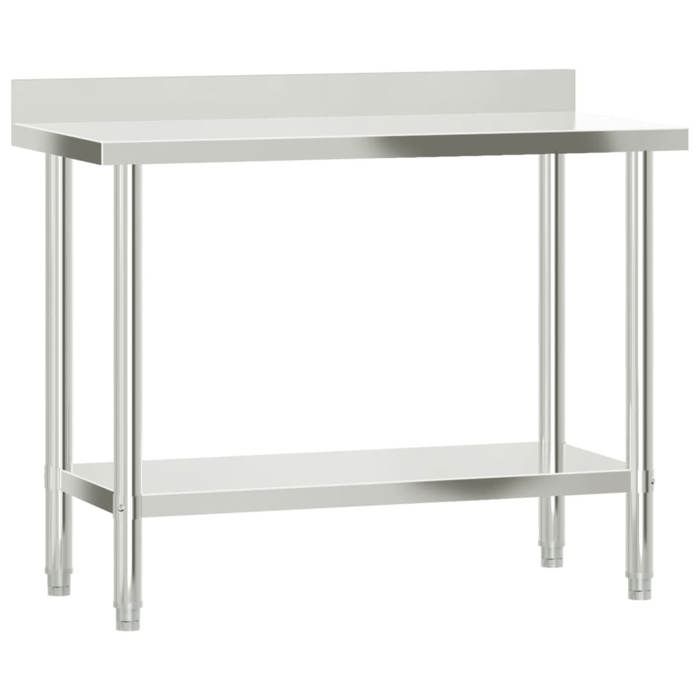 MMCZ Table de préparation/Plan De Travail - Table de travail de cuisine avec dosseret 110x55x93 cm inox@2793607@