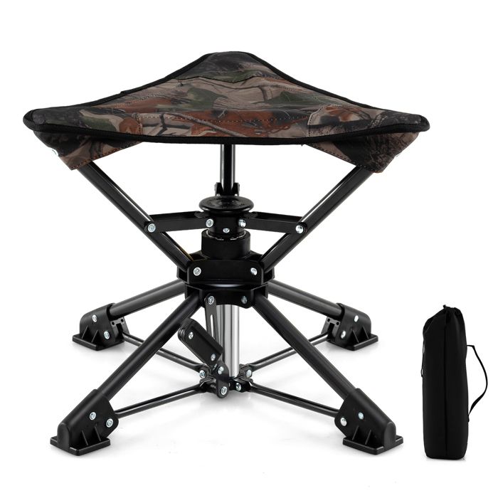 COSTWAY Chaise de Jardin Exterieur Pliable Tabouret de Jardin Pivotante à 360° avec Sac de Transport Charge 150 kg Camouflage COSTWAY Chaise de Jardin Exterieur Pliable Tabouret de Jardin Pivotante à 360° avec Sac de Transport Charge 150 kg Camouflage