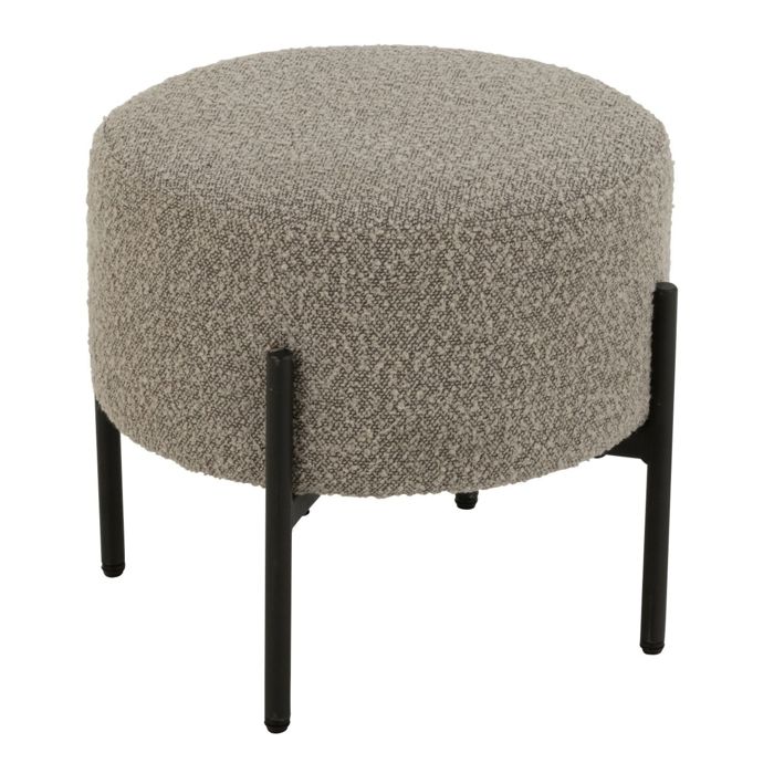 Petit tabouret rond en bois et tissu bouclette Taupe 44x44x41.5 cm Petit tabouret rond en bois et tissu bouclette Taupe 44x44x41.5 cm