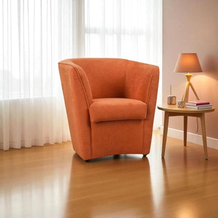 Fauteuil moderne orange en tissu anti-taches rembourré Fauteuil moderne orange en tissu anti-taches rembourré