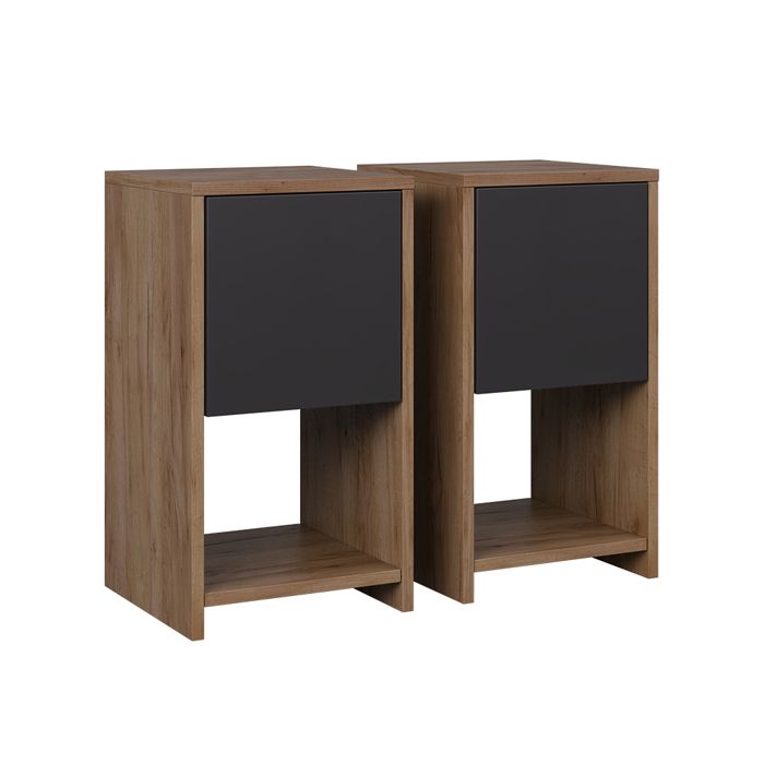 Table de nuit Evo Lot de 2 Chêne de force doré/Anthracite Vicco 57748