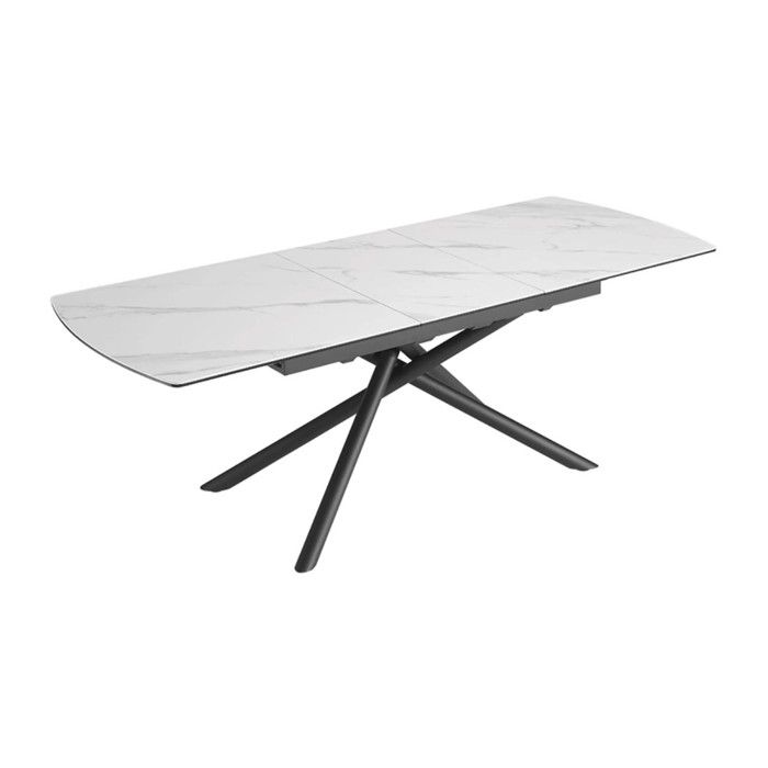 Table de salle à manger OPHIRA – Extensible 180 à 230 cm – Effet marbre blanc – Pieds métal – Style contemporain