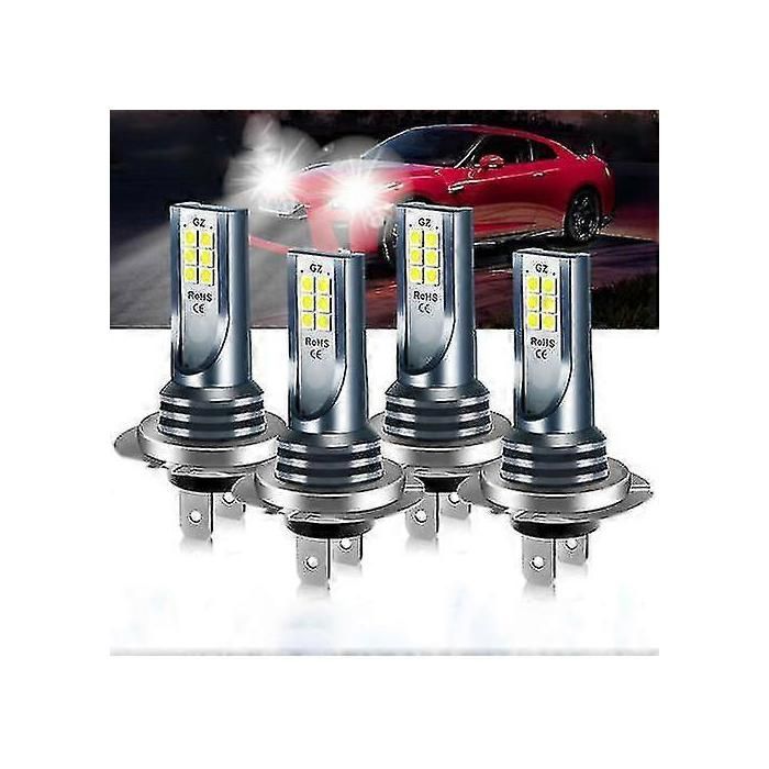 Kit de 4 ampoules de phares LED H7 feux de croisement et de route 120 W 60 000 lm ultra-lumineuses blanc 6 000 K YYV