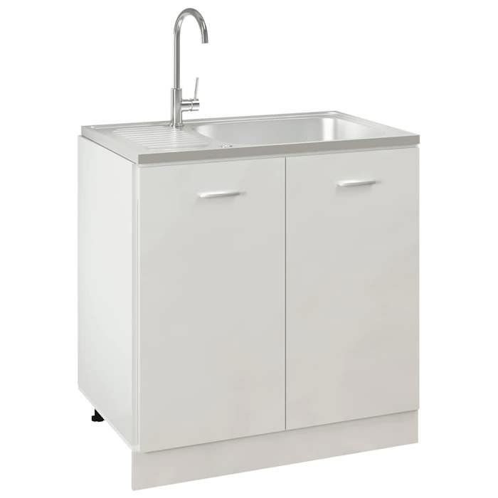Évier de cuisine inox - WIENS - 800x500 mm - Argenté - SUS (acier inoxydable) - Profondeur 150 mm - Montage réversible